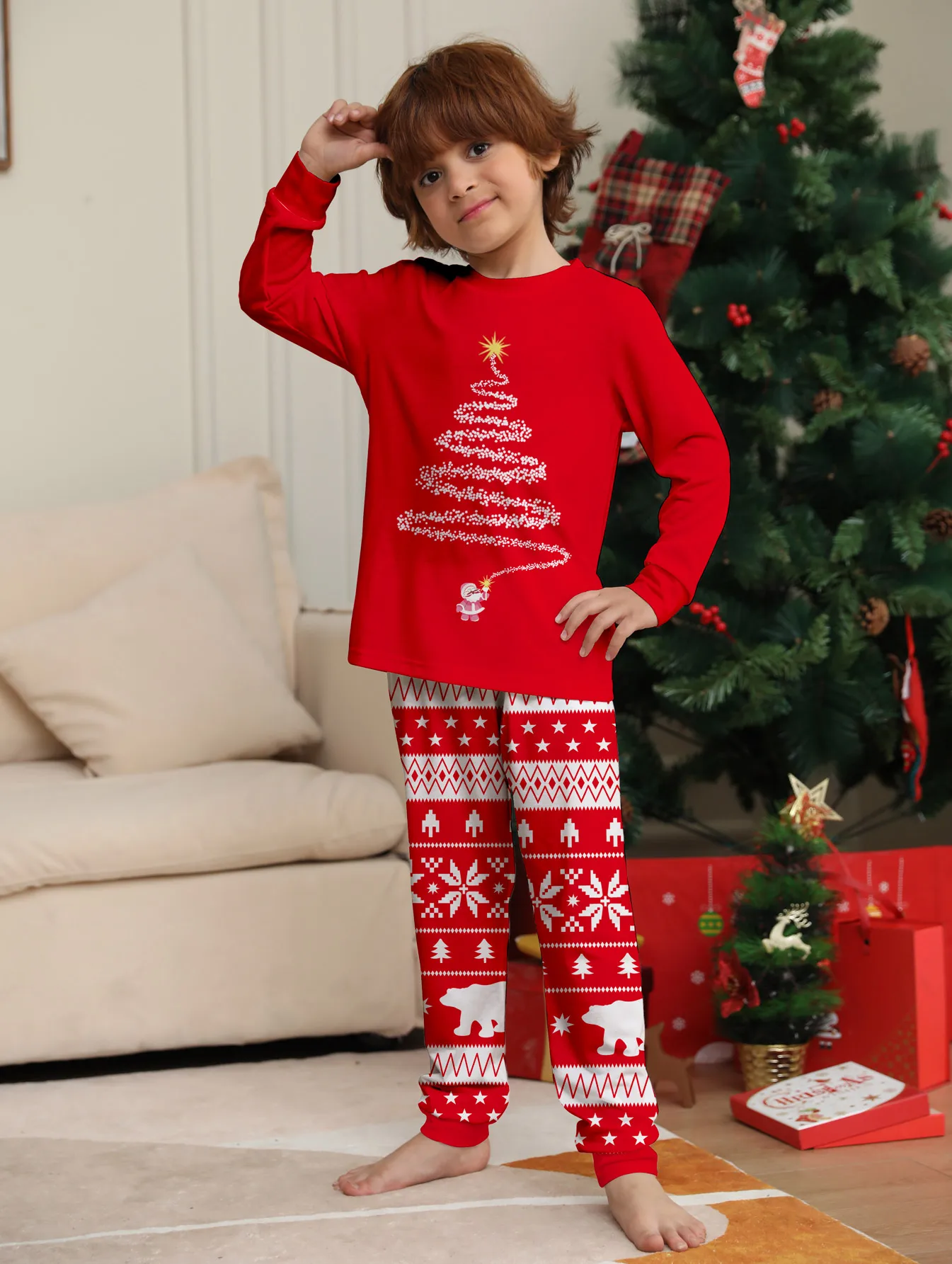 Red Matching Family Christmas Pyjamas Set - Image 3