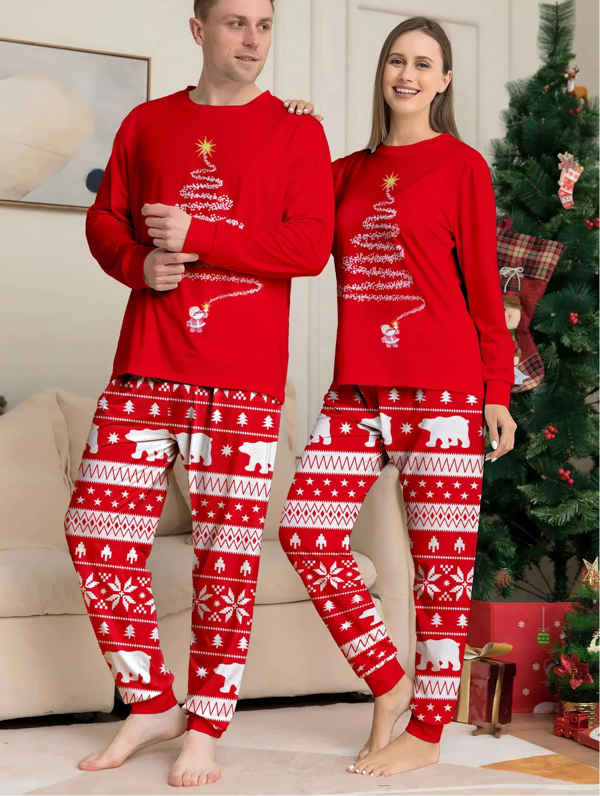 Red Matching Family Christmas Pyjamas Set - Image 4