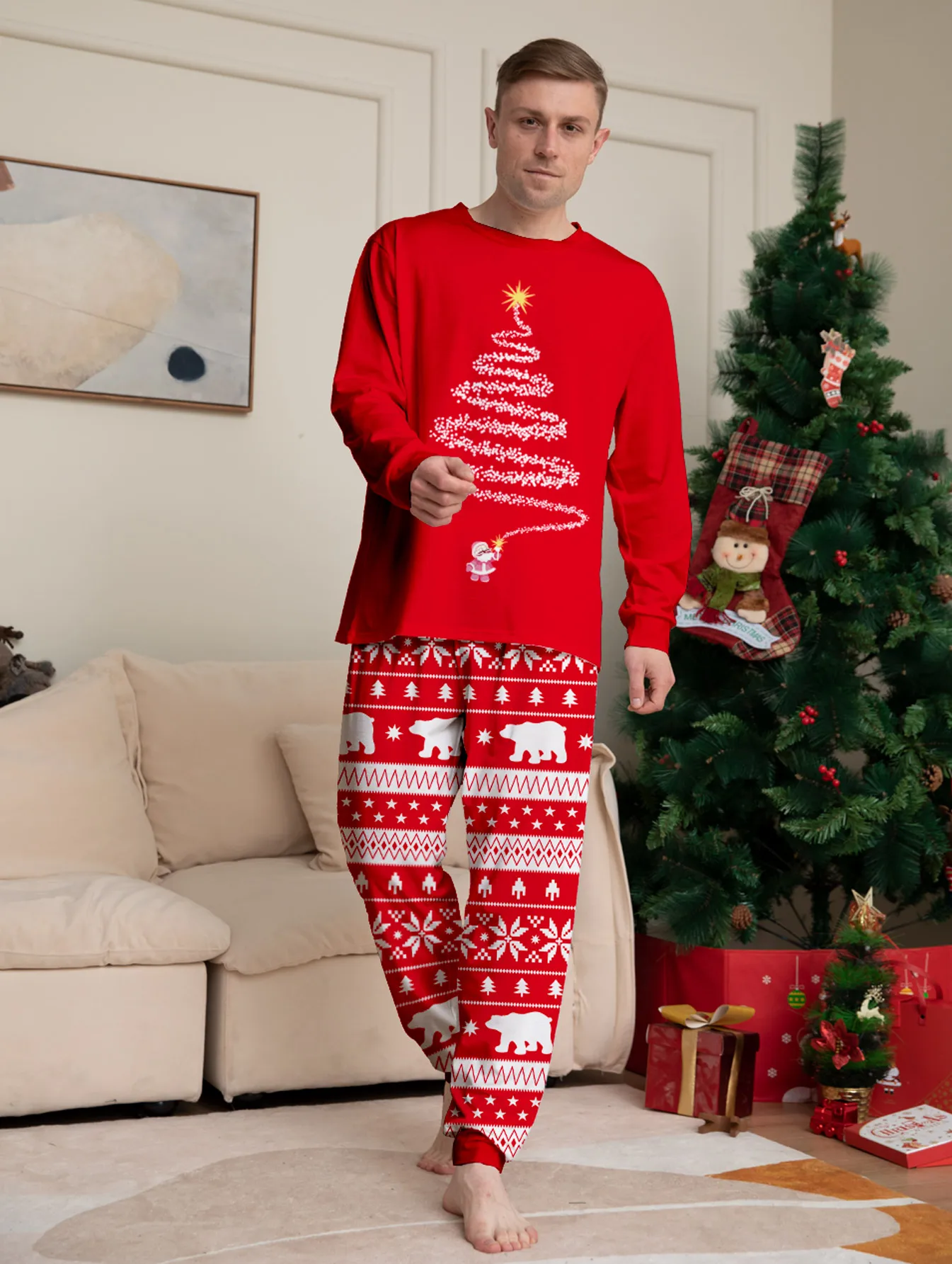 Red Matching Family Christmas Pyjamas Set - Image 5