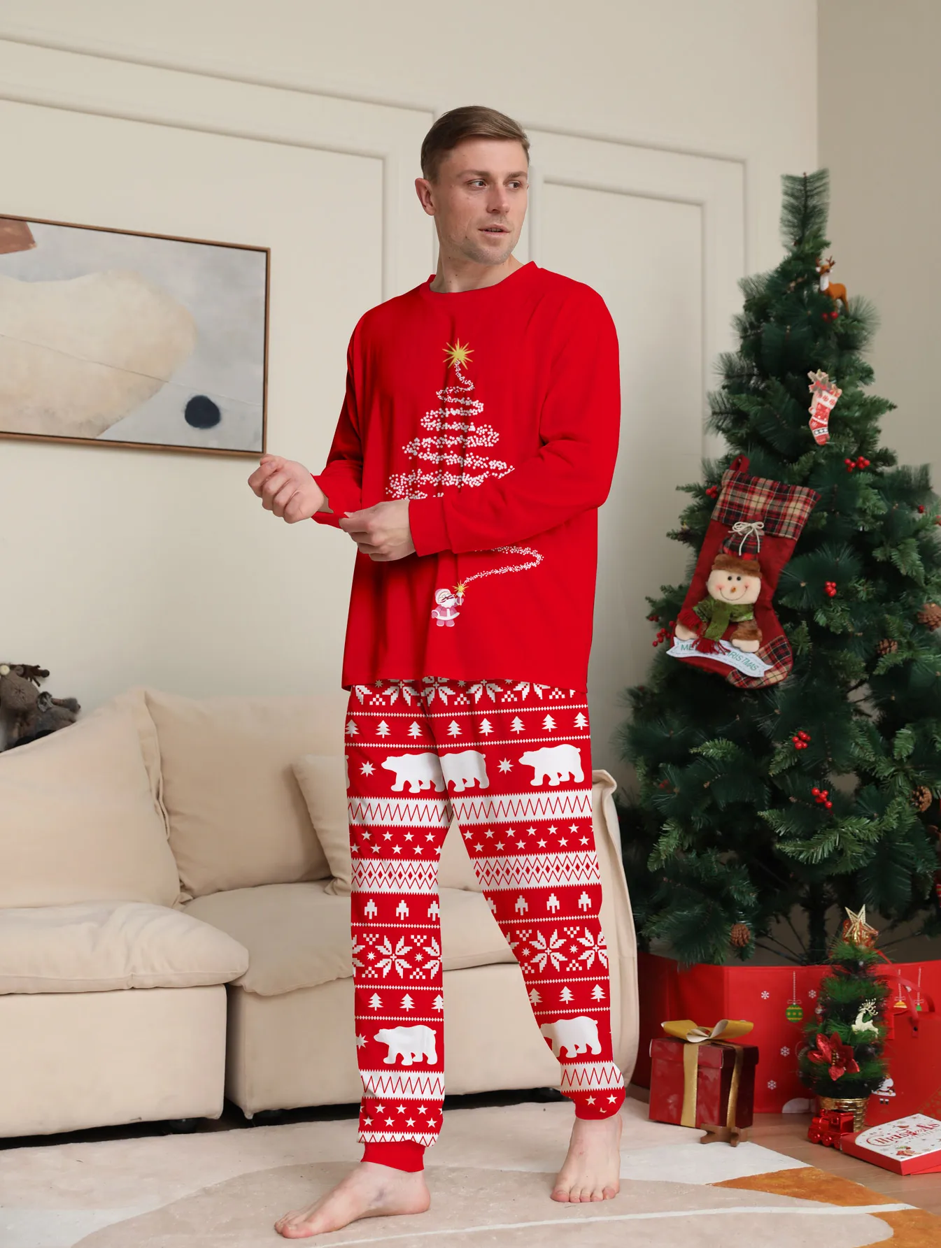 Red Matching Family Christmas Pyjamas Set - Image 6