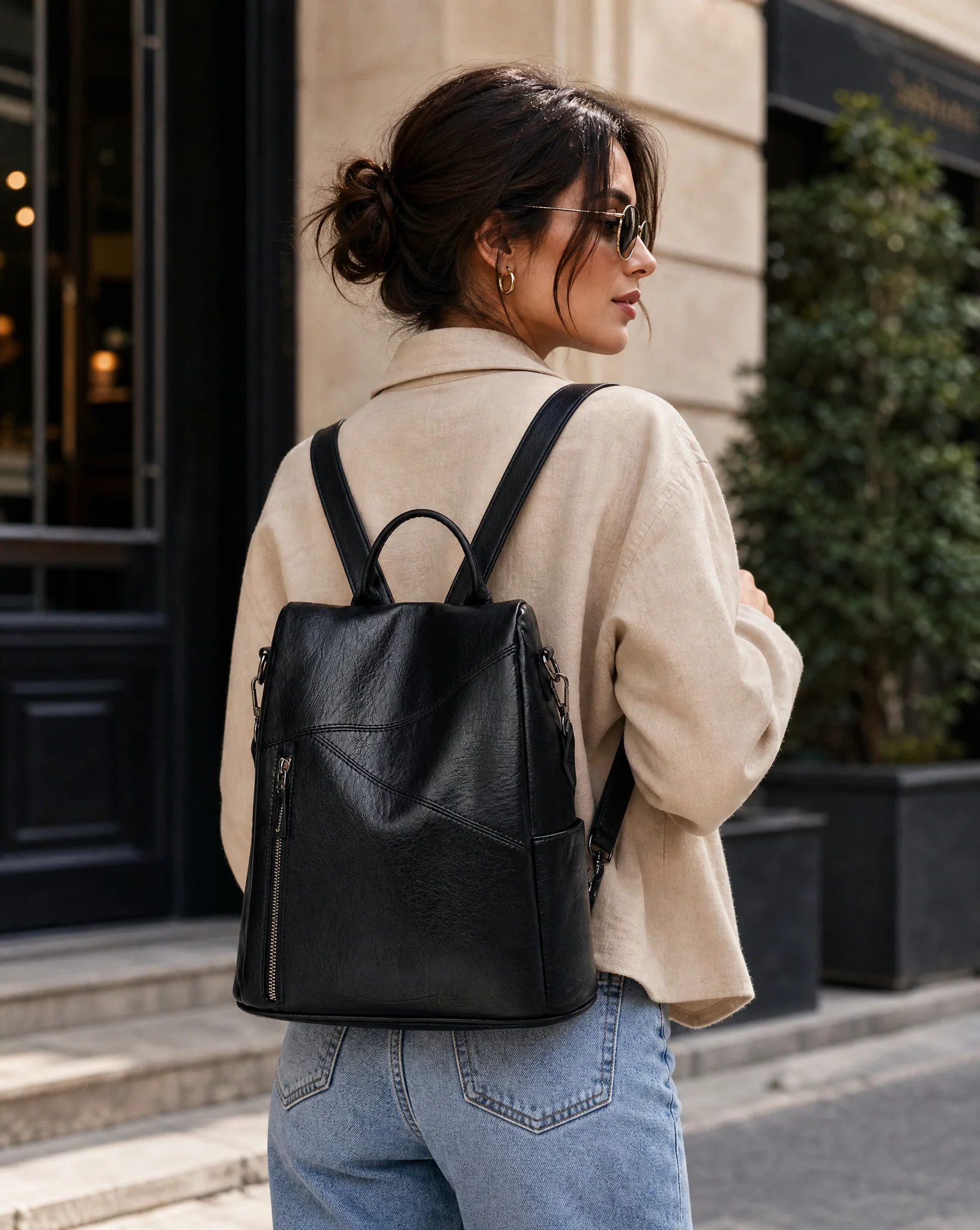 Everyday Chic Leather Backpack - Image 4