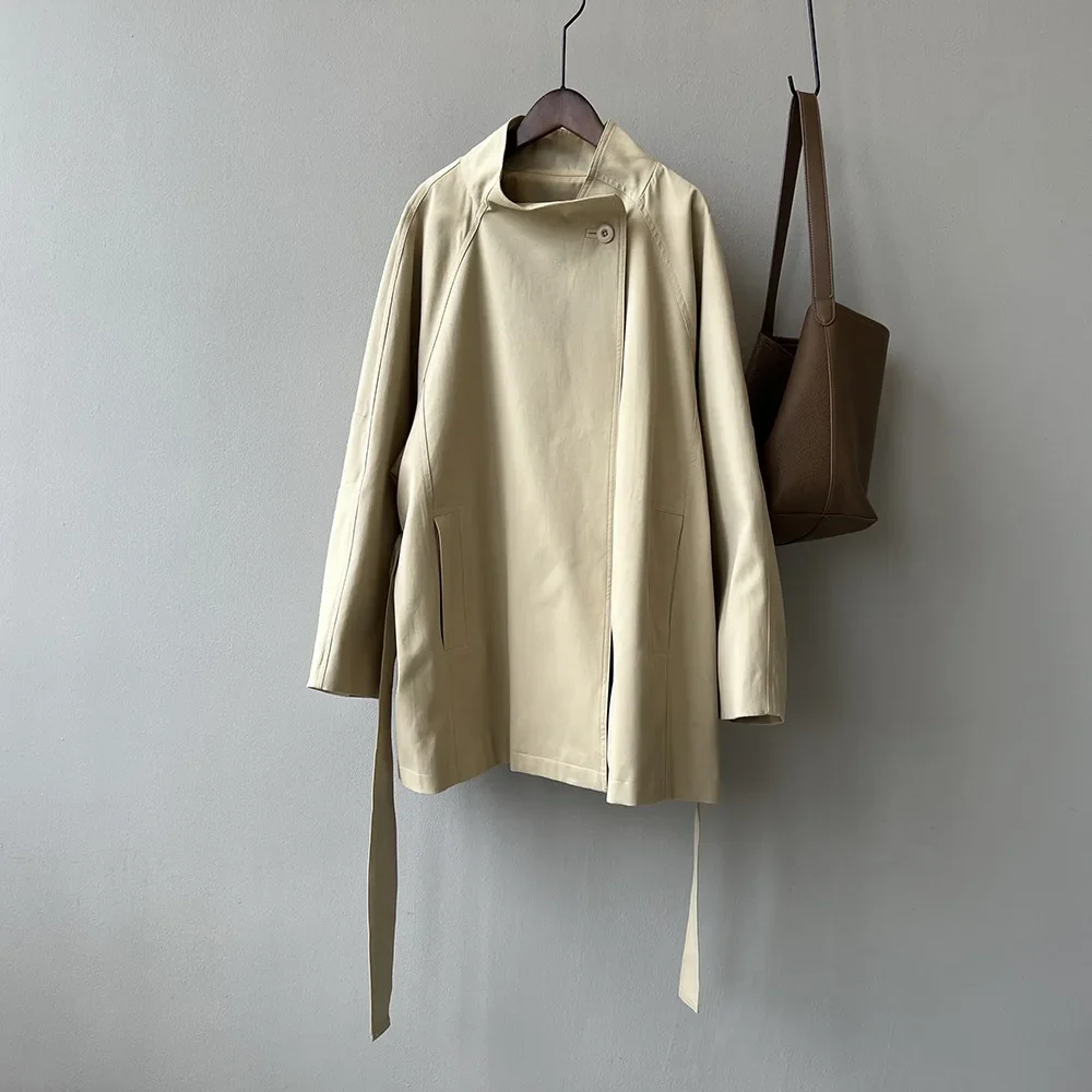 Women's Stand Collar Trench Coat - Image 3