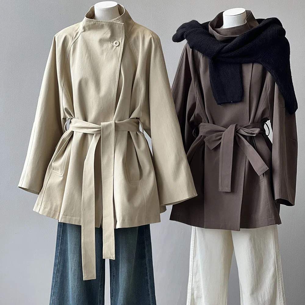 Women's Stand Collar Trench Coat - Image 4