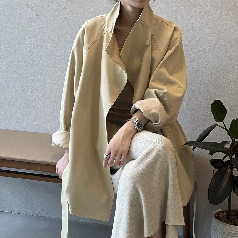 Women's Stand Collar Trench Coat - Image 5