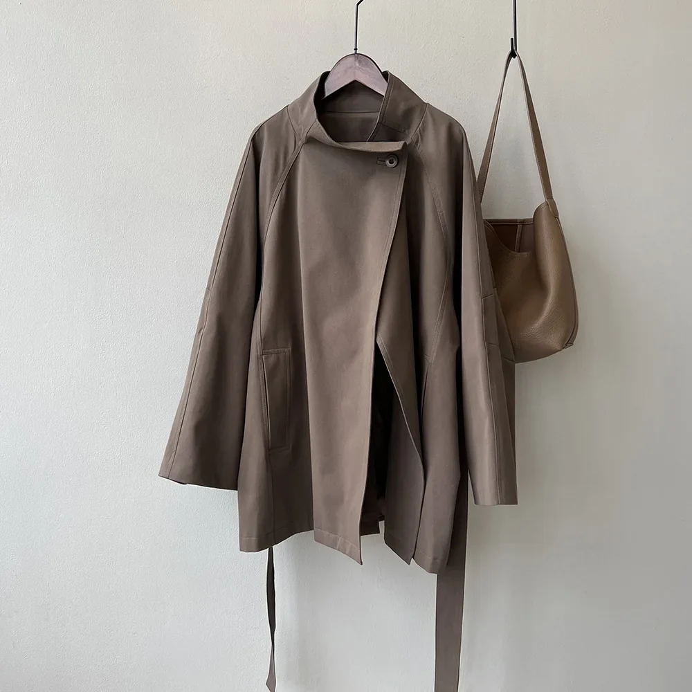 Women's Stand Collar Trench Coat - Image 7
