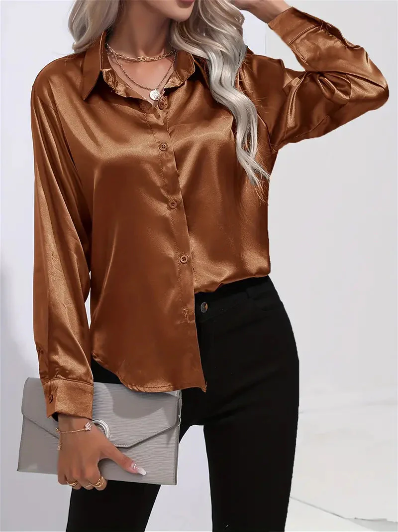 Elegant Satin Blouse for Women - Image 20