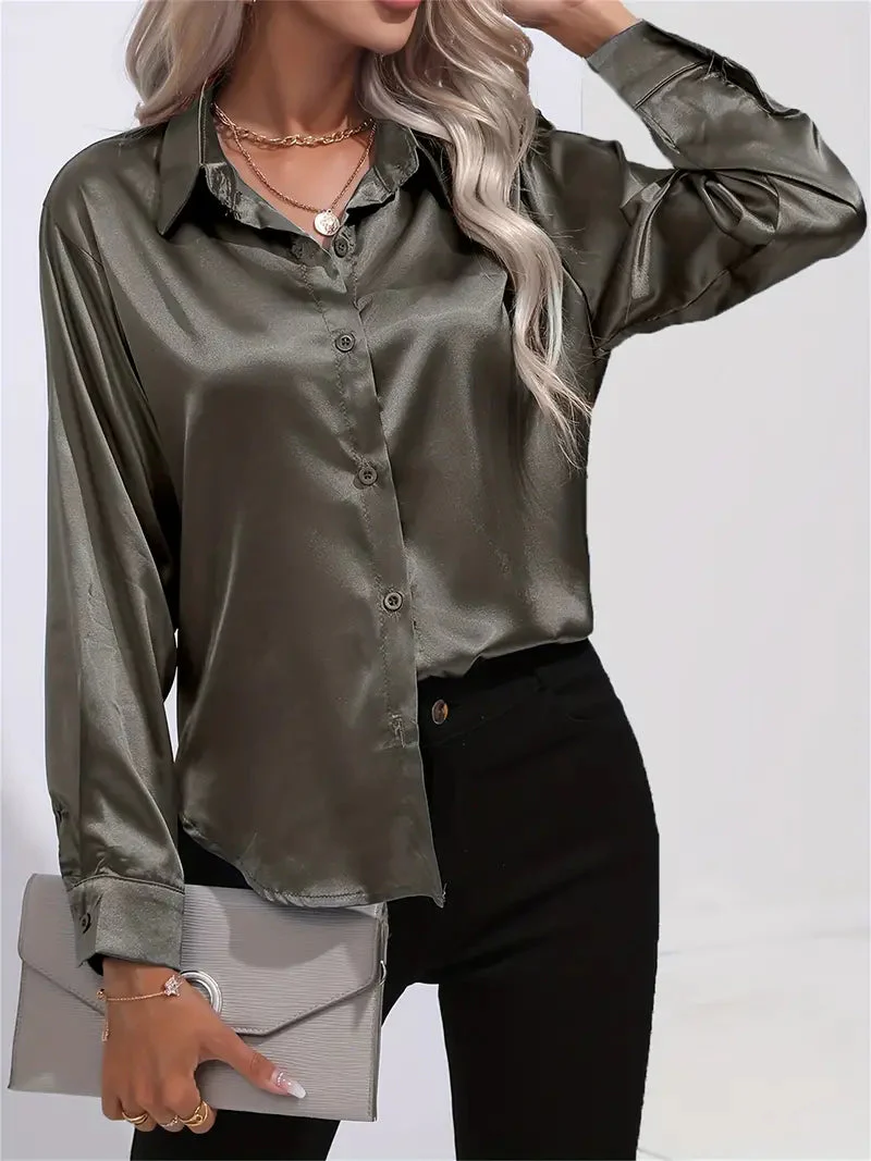 Elegant Satin Blouse for Women - Image 23