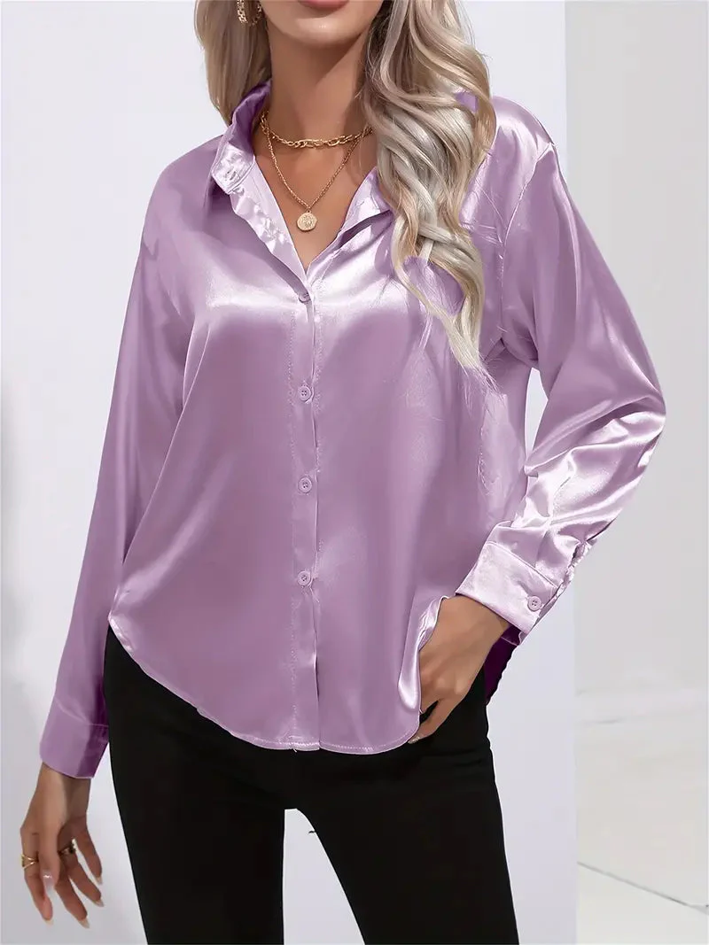 Elegant Satin Blouse for Women - Image 9