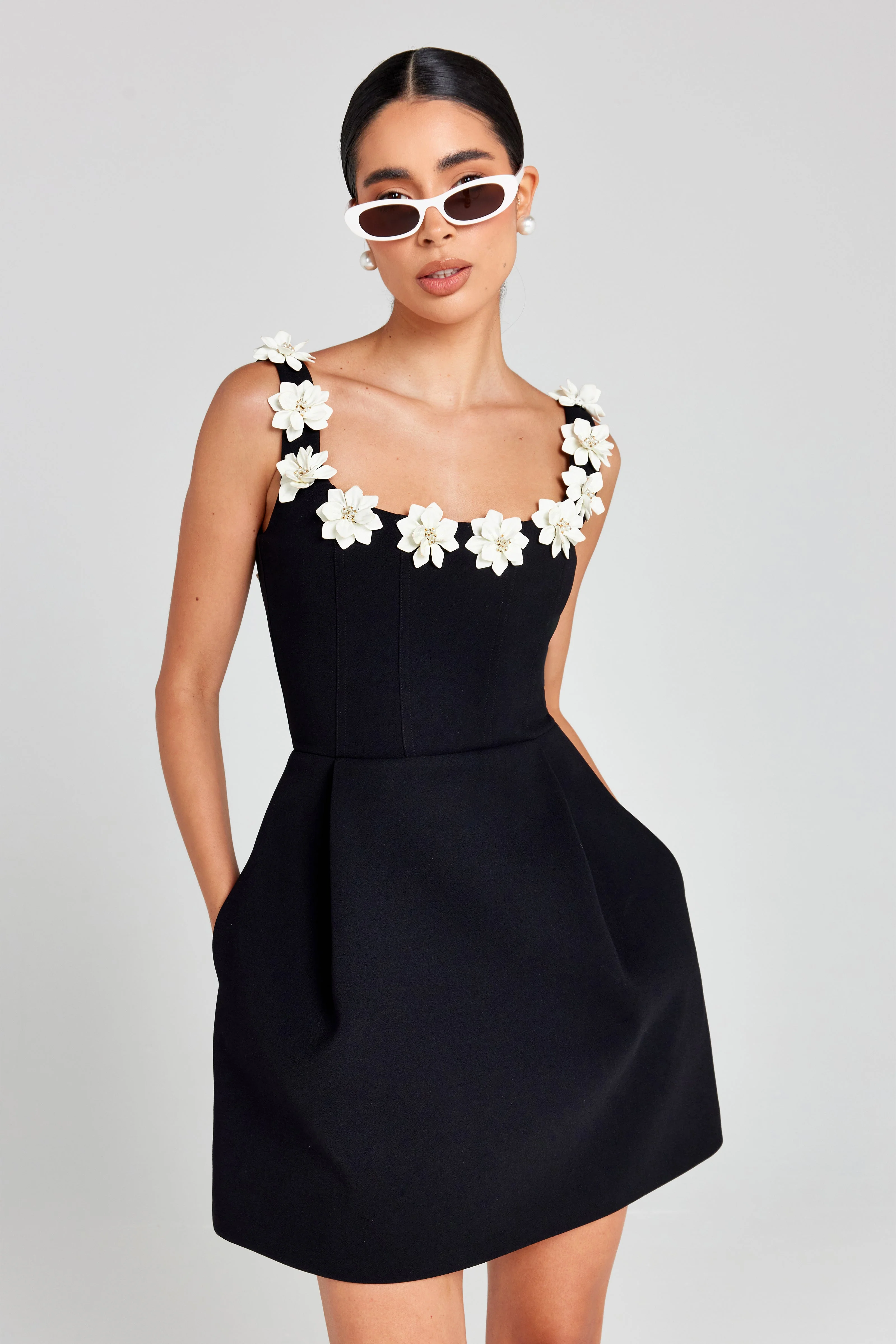 Floral Appliqué Summer Mini Dress - Image 6