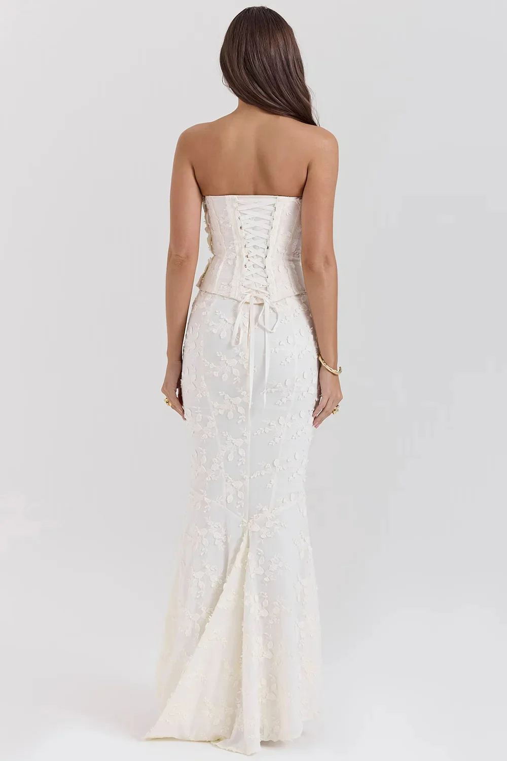 Strapless Embroidered Wedding Guest Maxi Dress - Image 5