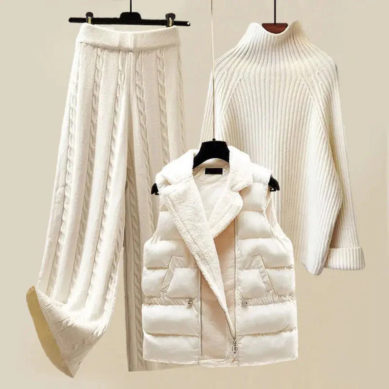 Women's luxury Three-piece knit winter set