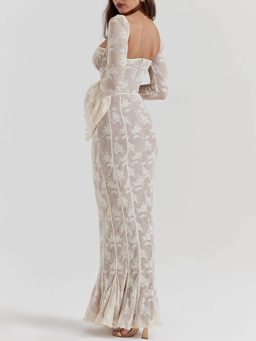 Elegant Lace Summer Night Maxi Dress with Corset Bodice - Image 3