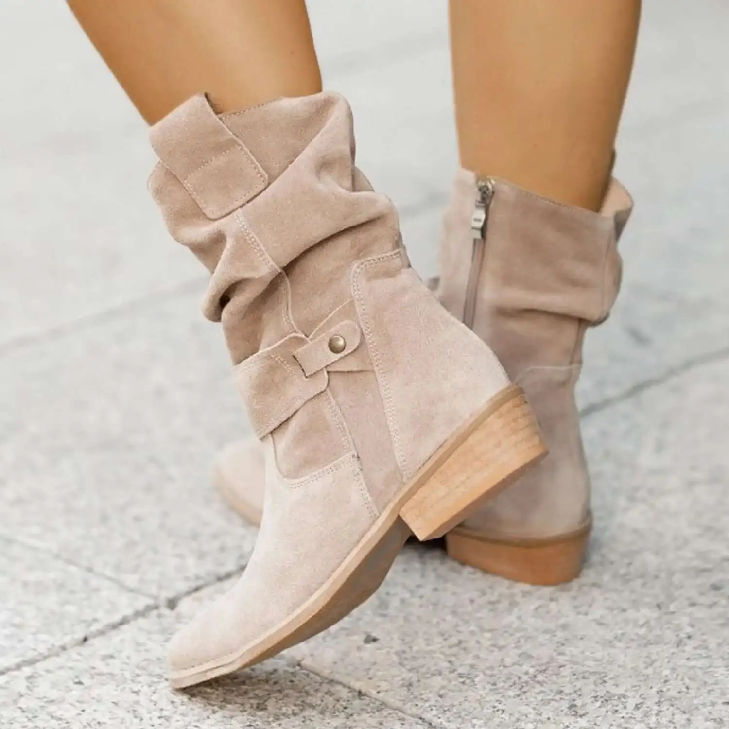 Women's Suede Knee-High Boots - Image 10