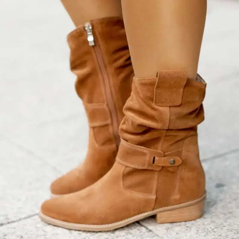 Women's Suede Knee-High Boots - Image 3