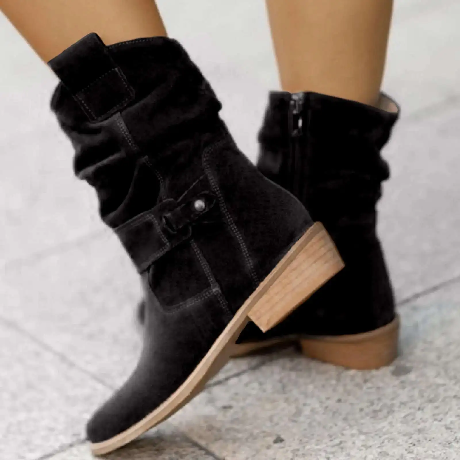 Women's Suede Knee-High Boots - Image 4