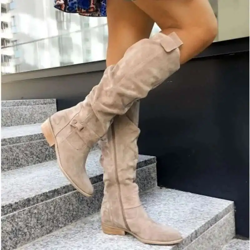 Women's Suede Knee-High Boots - Image 5