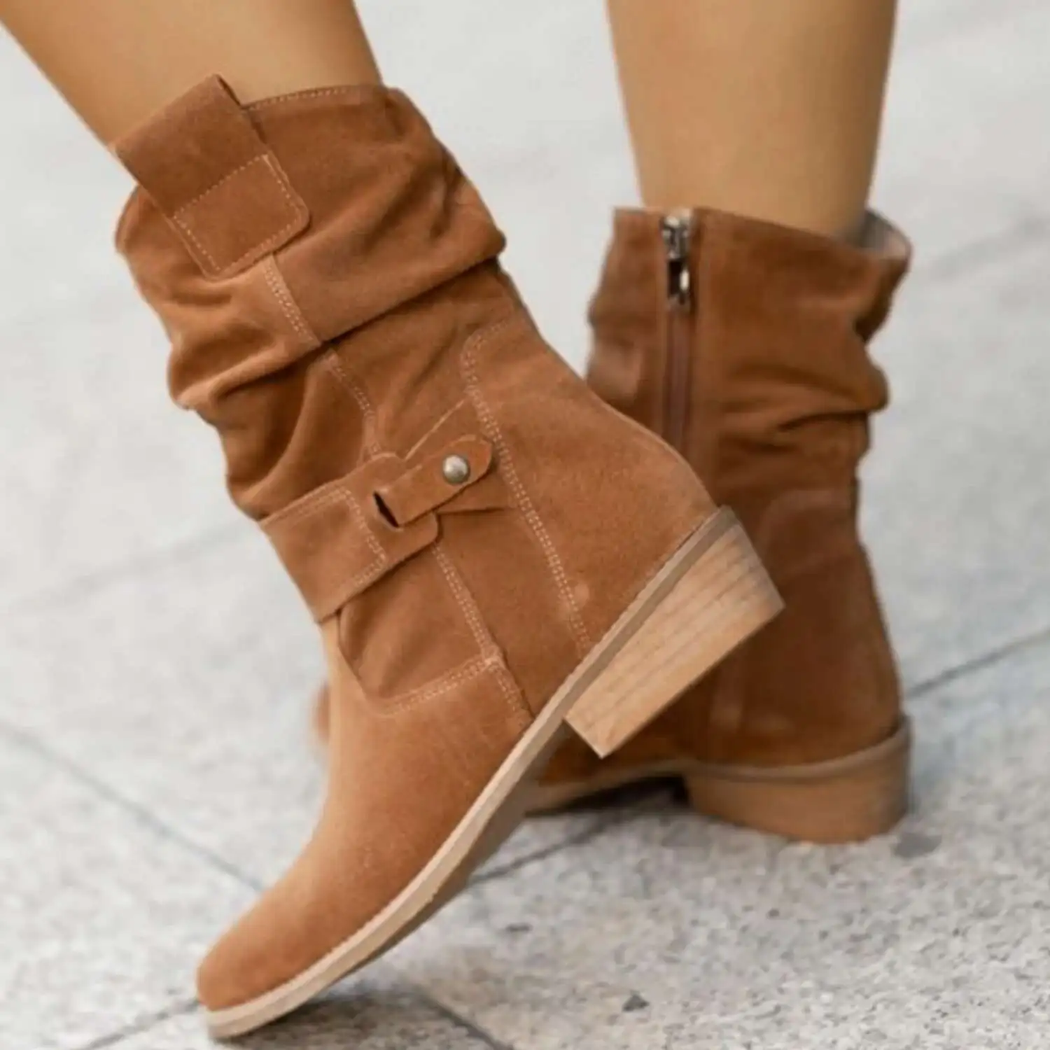 Women's Suede Knee-High Boots - Image 7