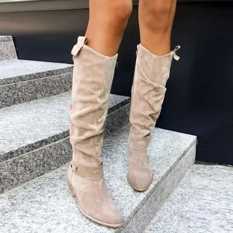 Women's Suede Knee-High Boots - Image 8