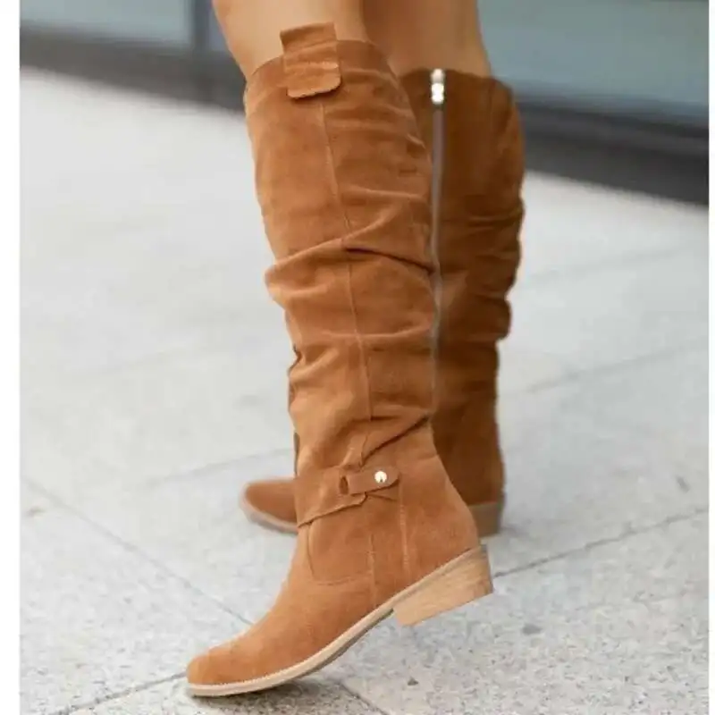 Women's Suede Knee-High Boots - Image 9