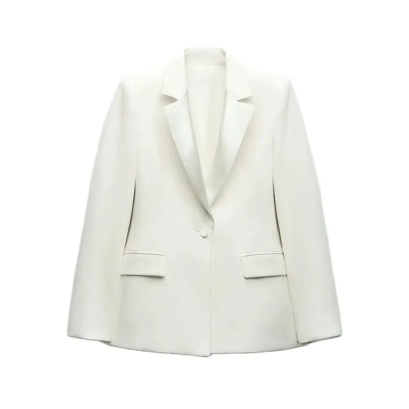 Autumn Chic Satin Jacket – Stylish Two-Color Lapel Design - Image 4