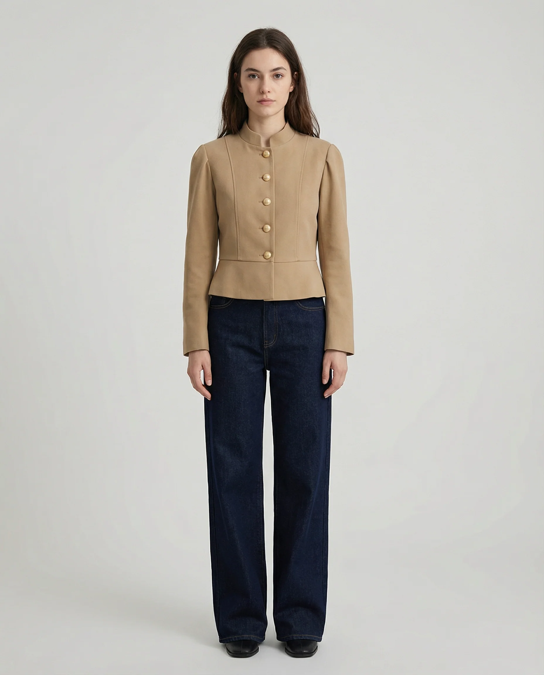 Autumn Velvet Blazer – Elegant Puff Shoulder Design - Image 3
