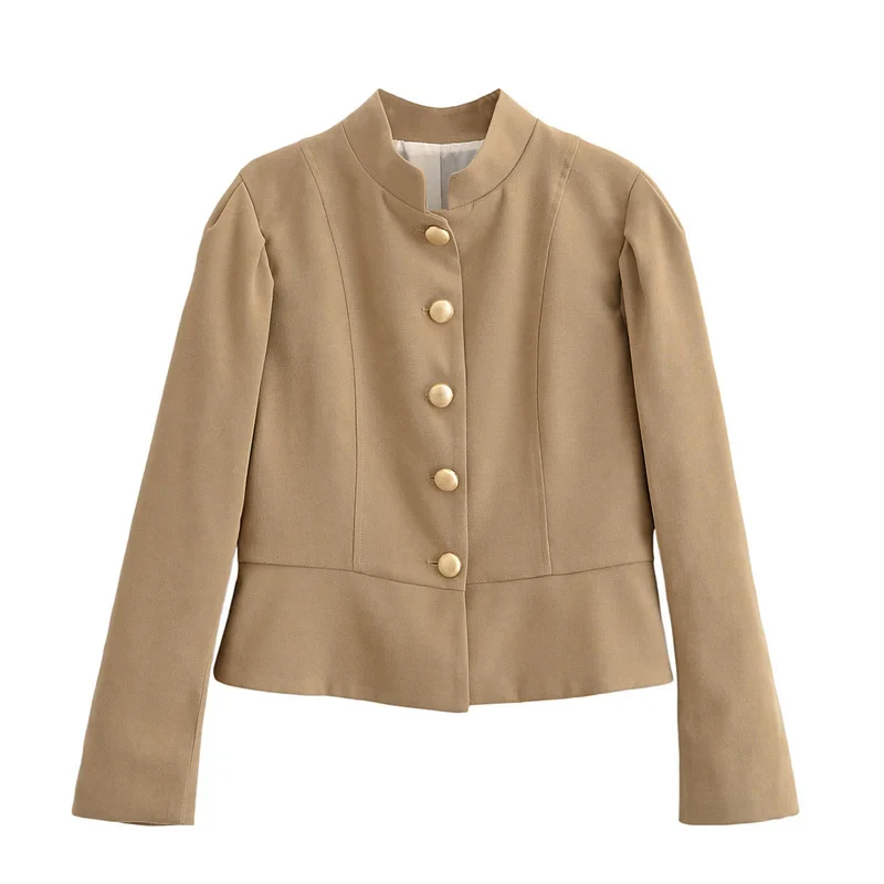 Autumn Velvet Blazer – Elegant Puff Shoulder Design - Image 5