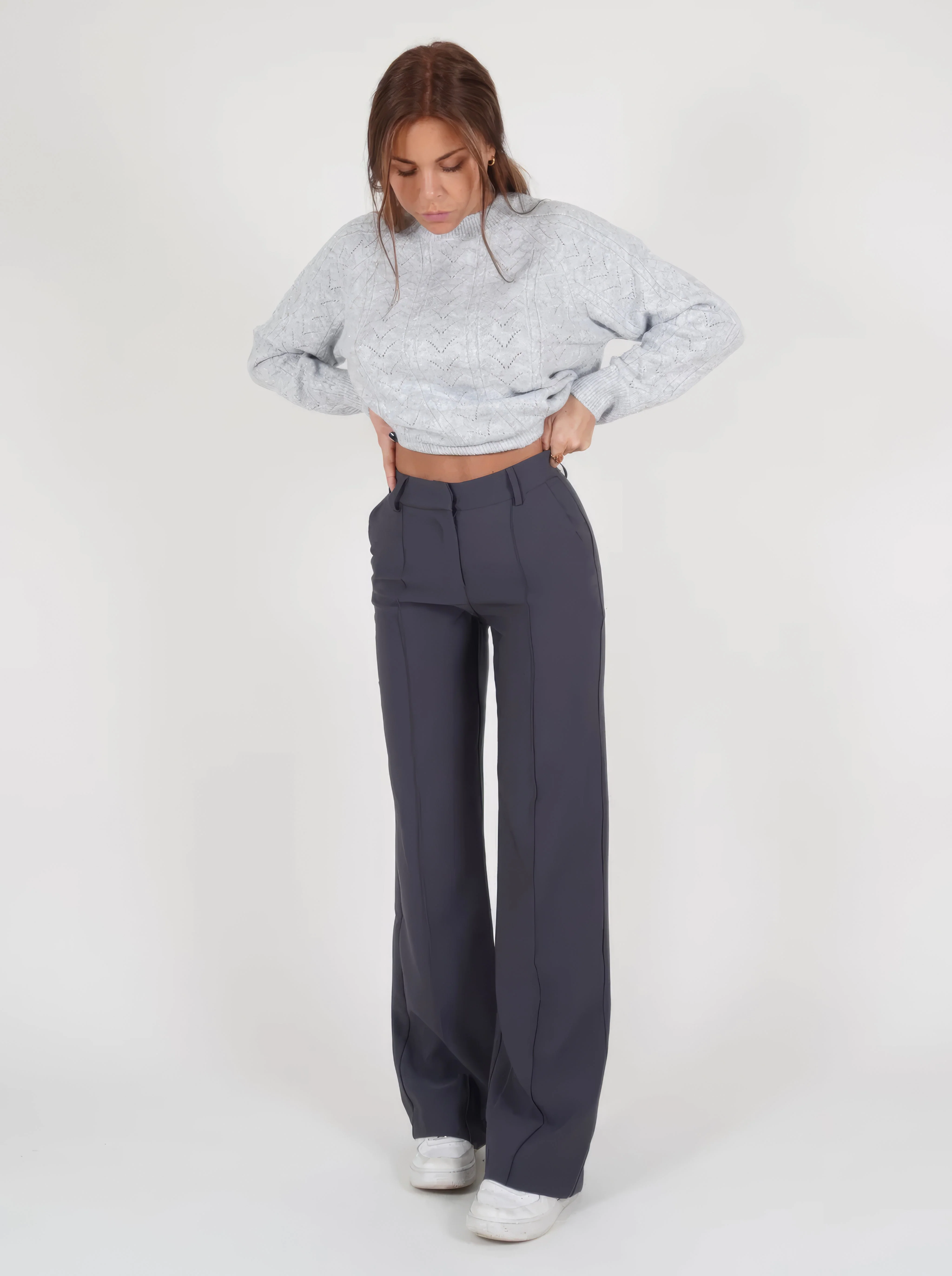 Casual Wide-leg high-waisted trousers for women