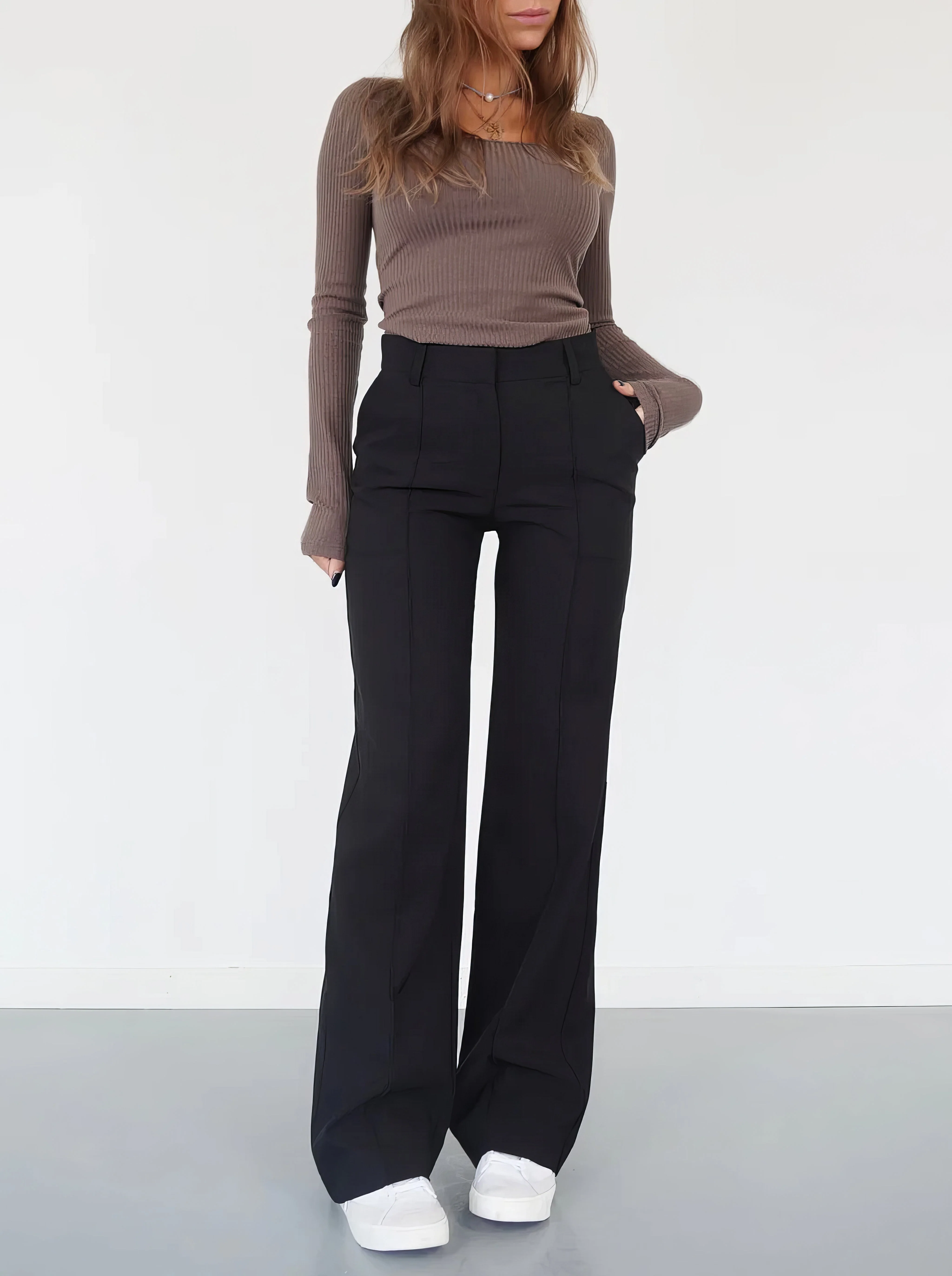 Casual Wide-leg high-waisted trousers for women - Image 8