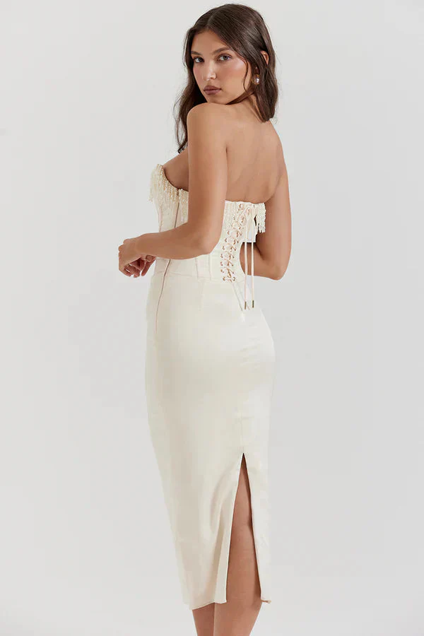 Bella Strapless Wedding Guest Maxi Dress - Image 4
