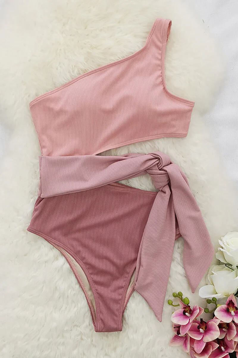 One-Shoulder Swimsuit with Bow Detail - Image 3