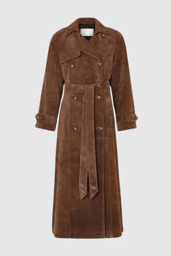 Women's Maxi Trench Coat Vegan Suede - Image 4