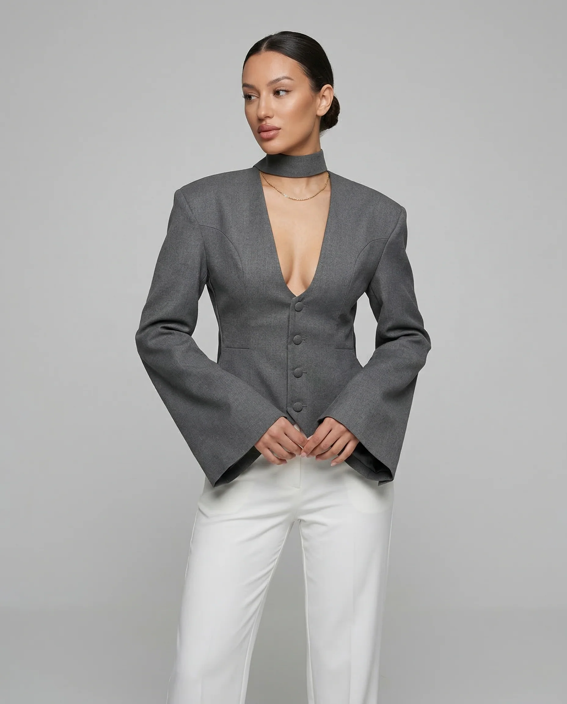 Blazer Jacket – V-Neck Casual Slim Fit for Autumn/Winter