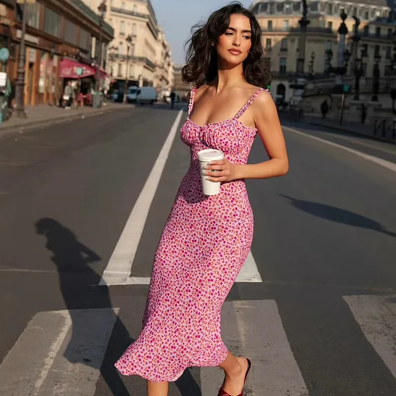 Summer Floral Printed Ruffle Strap Midi Dress - Image 7