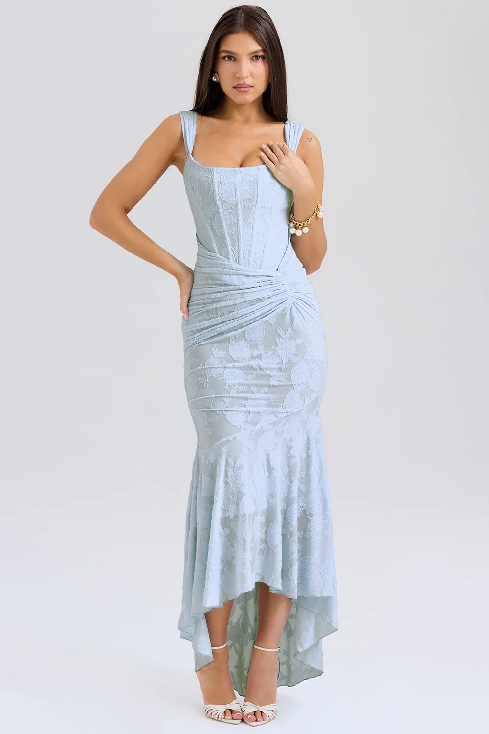 Lace Corset Wedding Guest Maxi Dress - Image 2