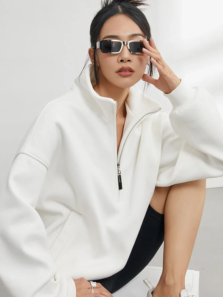 Oversized Half Zip Pullover Hoodie - Image 2