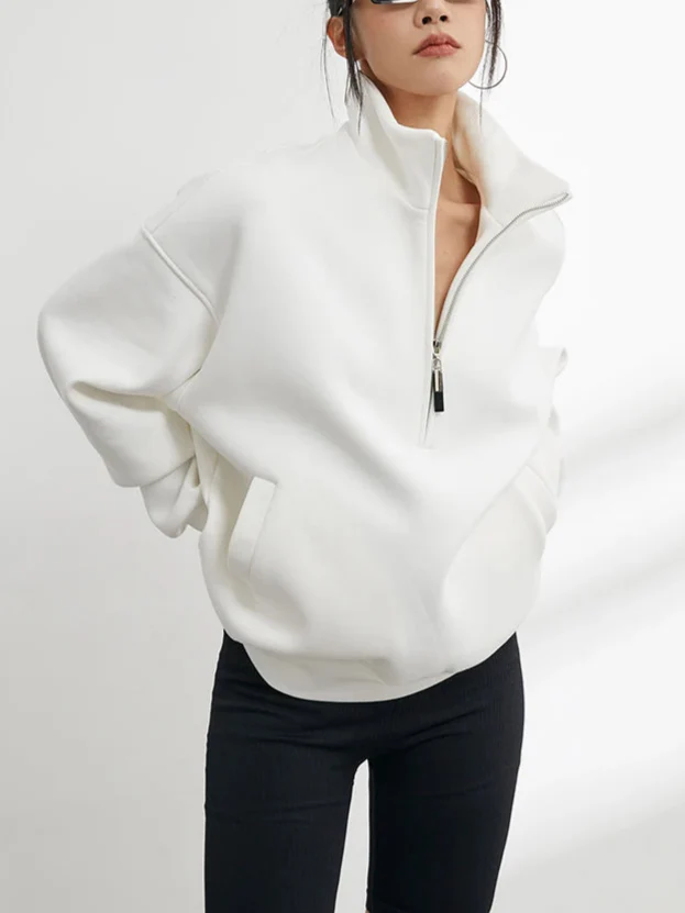 Oversized Half Zip Pullover Hoodie - Image 3