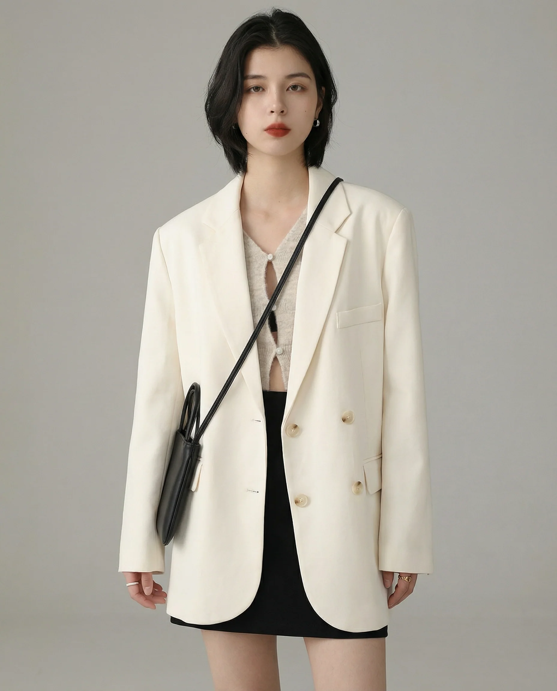Chic Blazer – Elegant Solid Long Sleeve Office Coat - Image 3