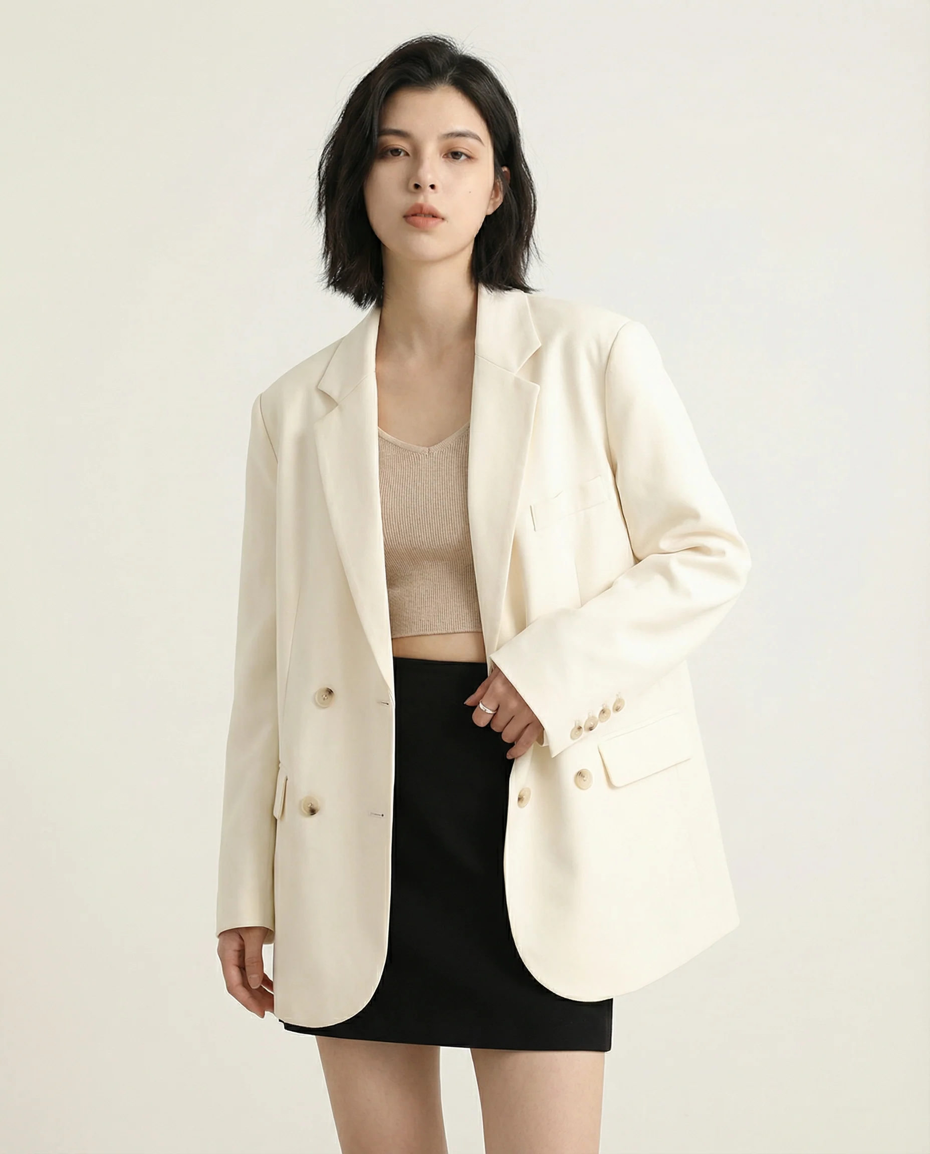 Chic Blazer – Elegant Solid Long Sleeve Office Coat - Image 4