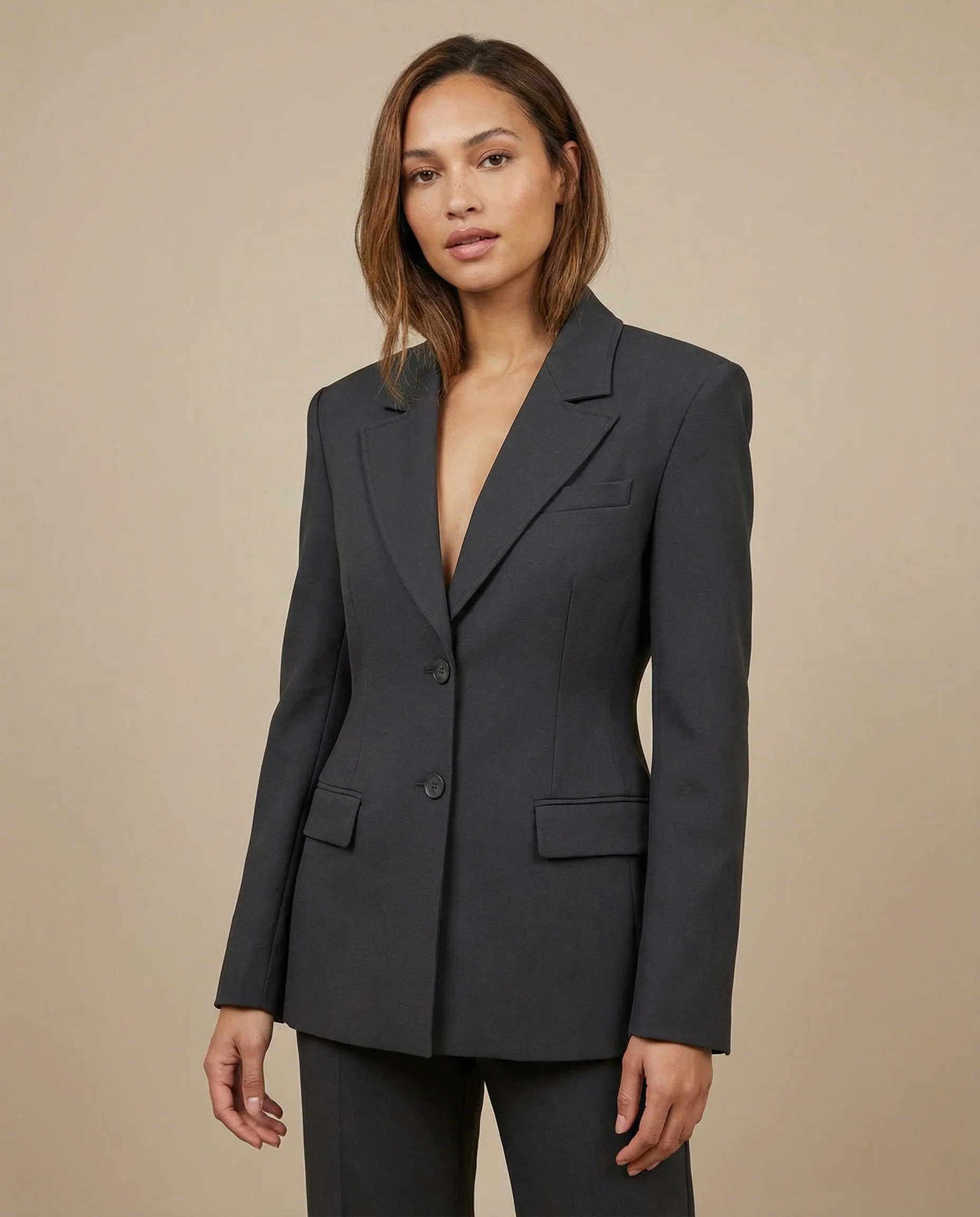 Chic Blazer Jacket – Elegant Notched Collar for Versatile Styling - Image 2