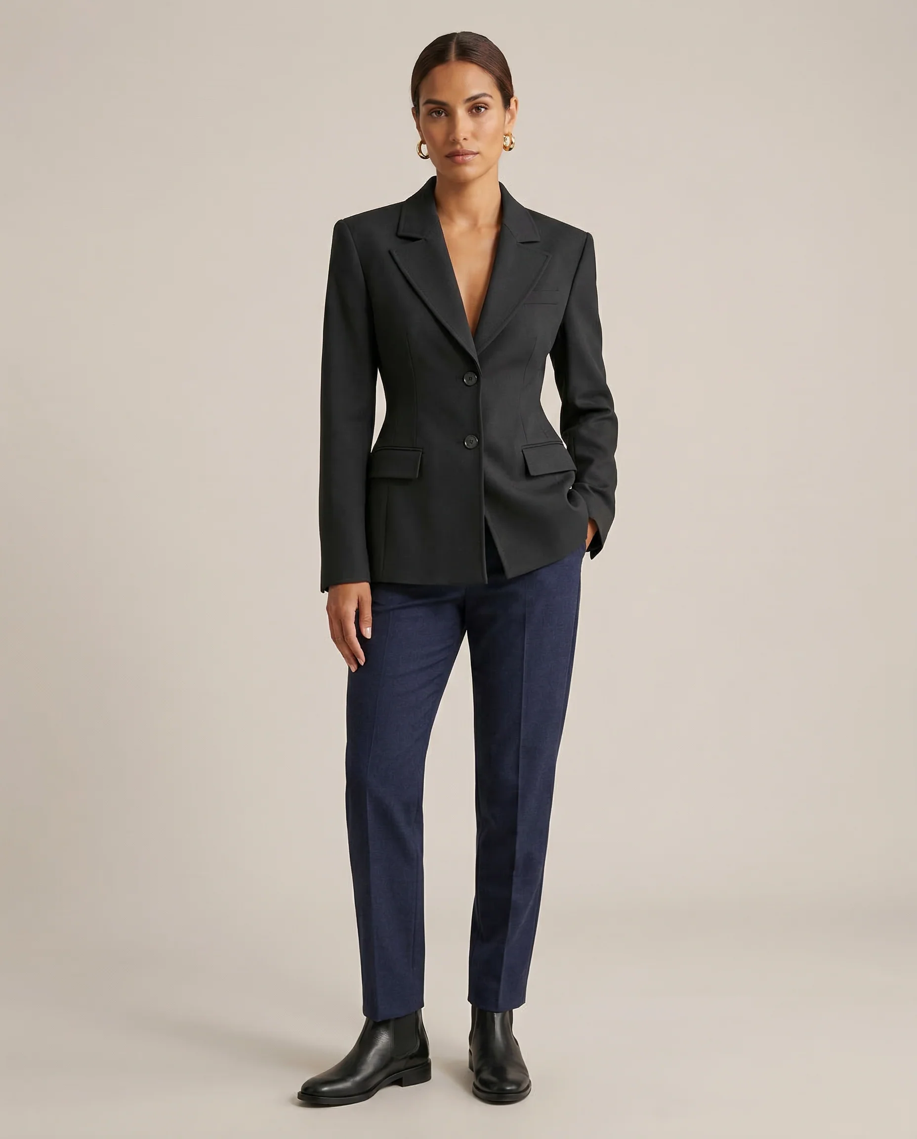 Chic Blazer Jacket – Elegant Notched Collar for Versatile Styling - Image 3