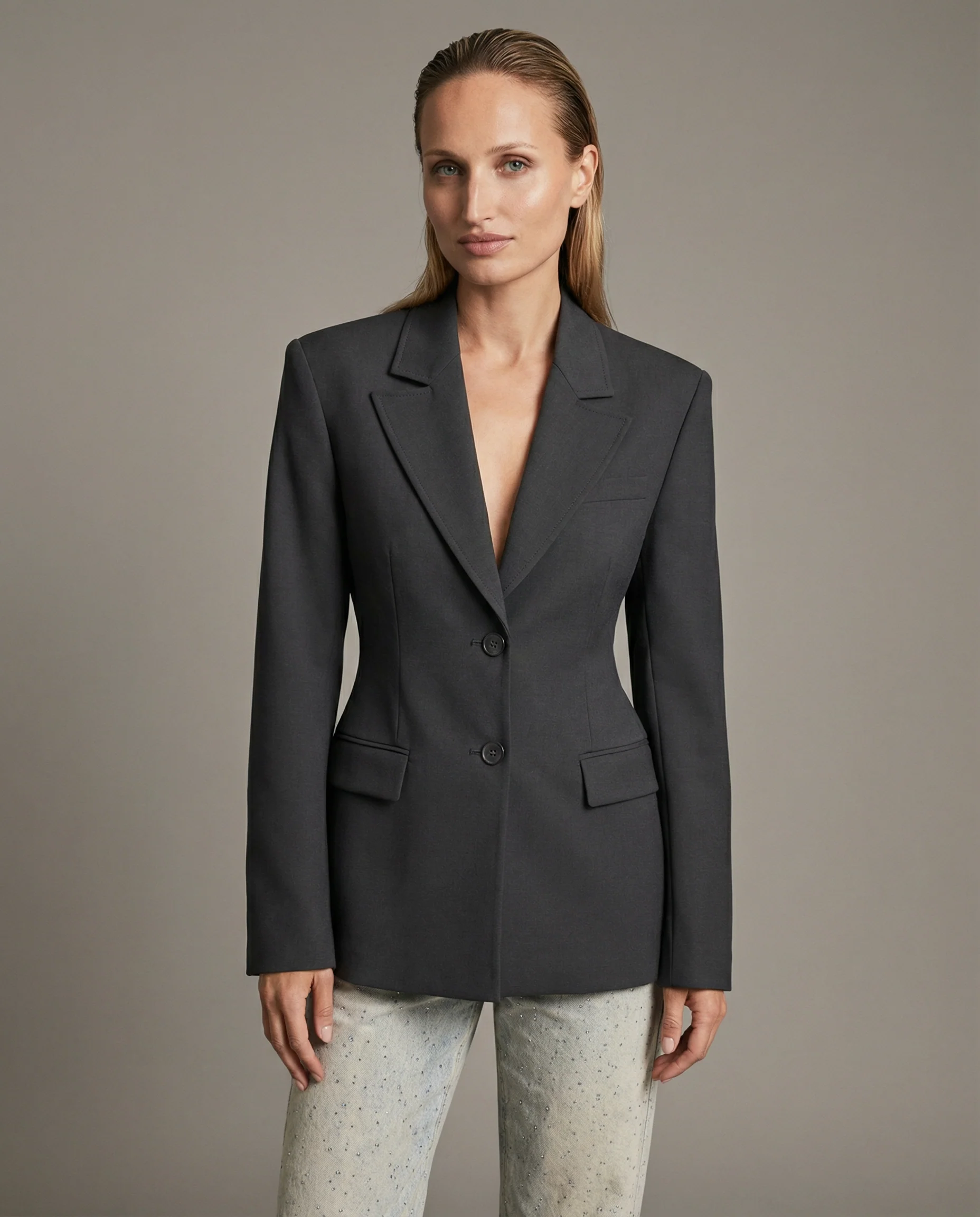 Chic Blazer Jacket – Elegant Notched Collar for Versatile Styling - Image 4