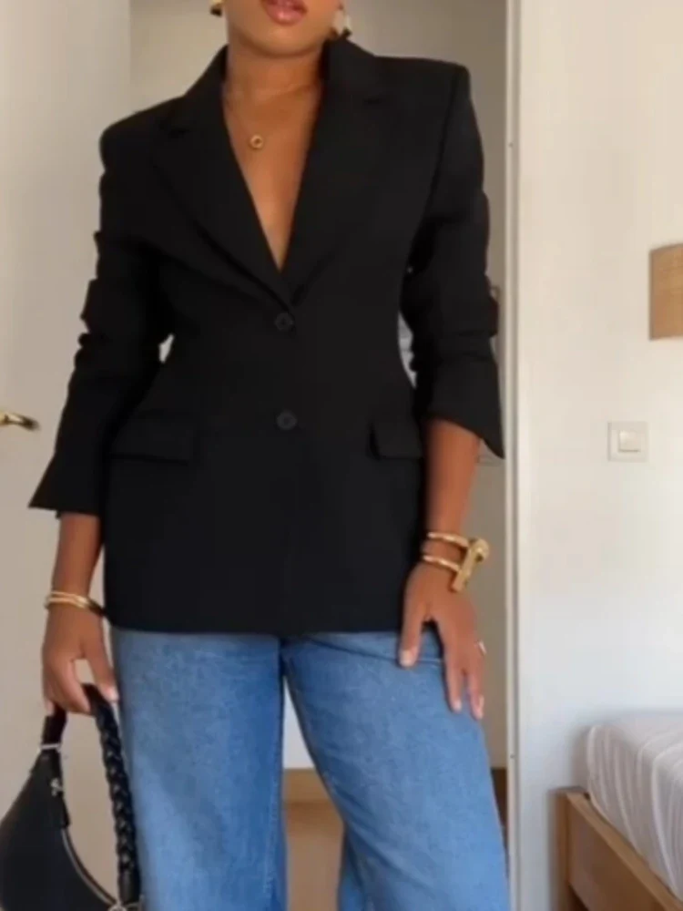 Chic Blazer Jacket – Elegant Notched Collar for Versatile Styling - Image 5