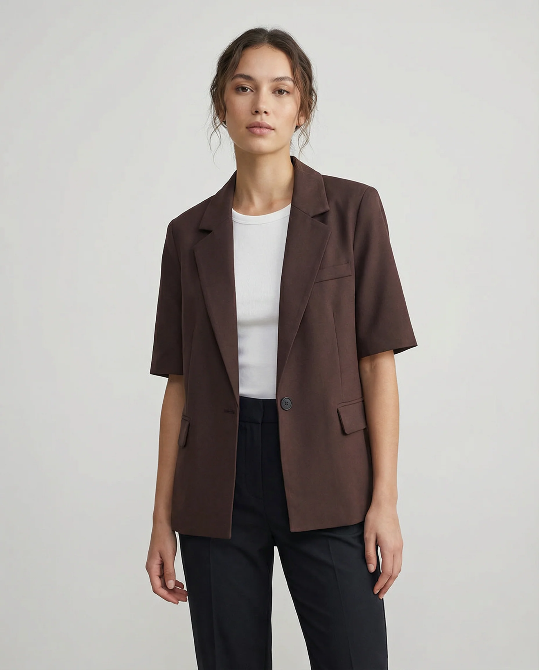Chic Blazer – Stylish Short Sleeve Office Essential - Image 4