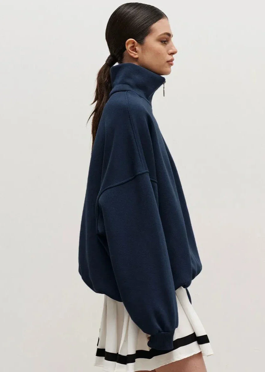 Relaxed Fit Zip-Up Sweater - Image 3