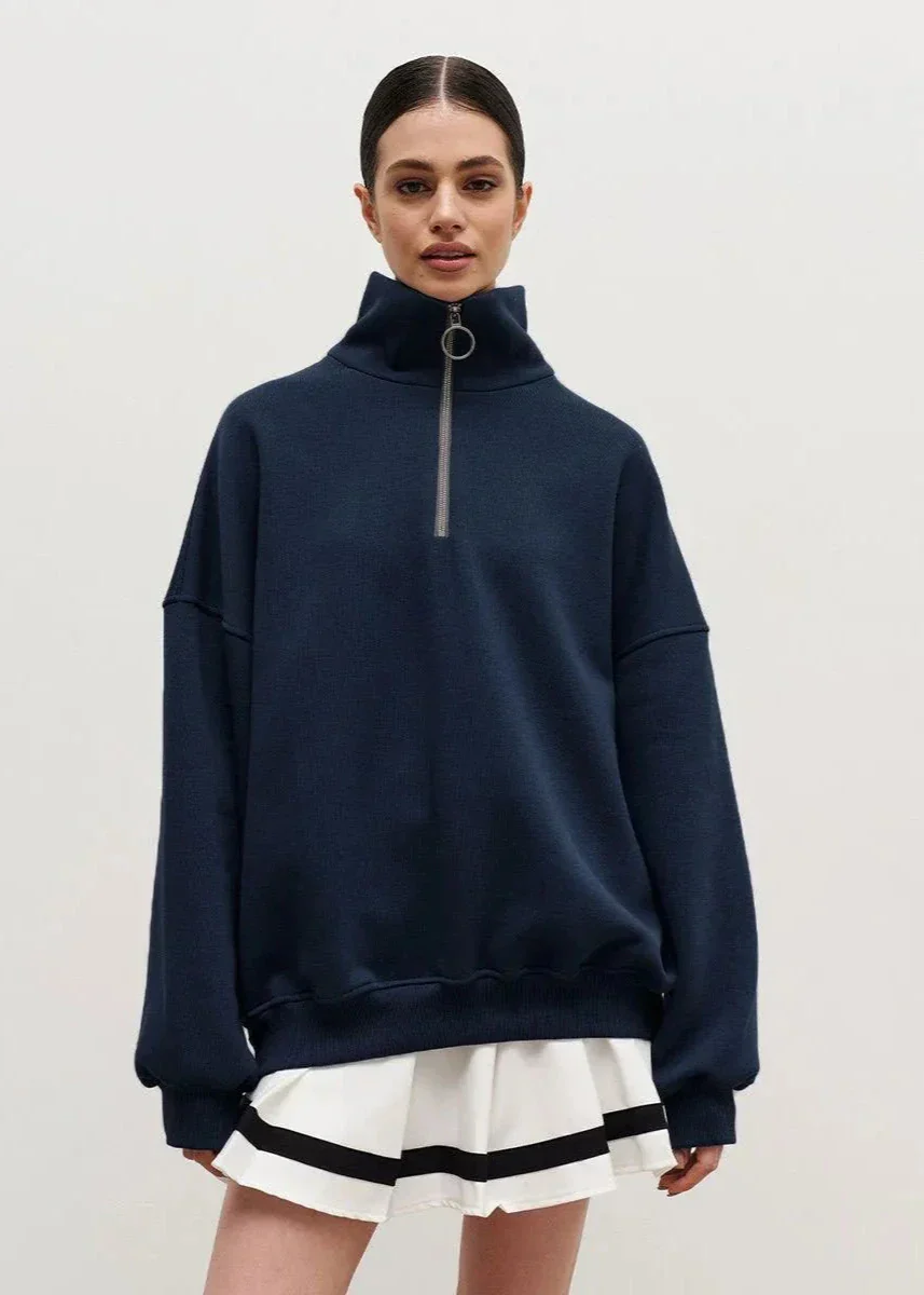 Relaxed Fit Zip-Up Sweater - Image 4