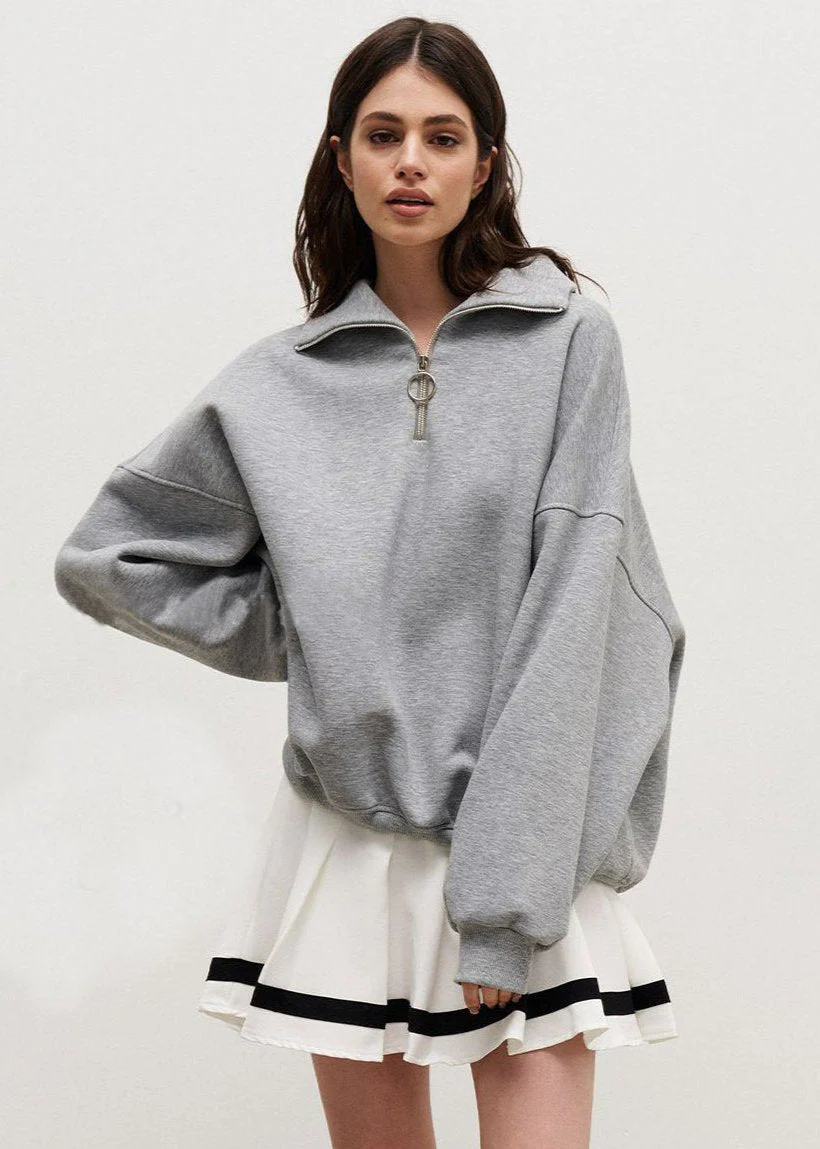 Relaxed Fit Zip-Up Sweater - Image 8