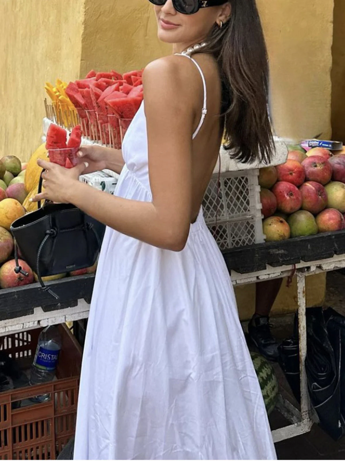 Coastal Open Back Cotton Summer Cocktail Maxi Dress - Image 4