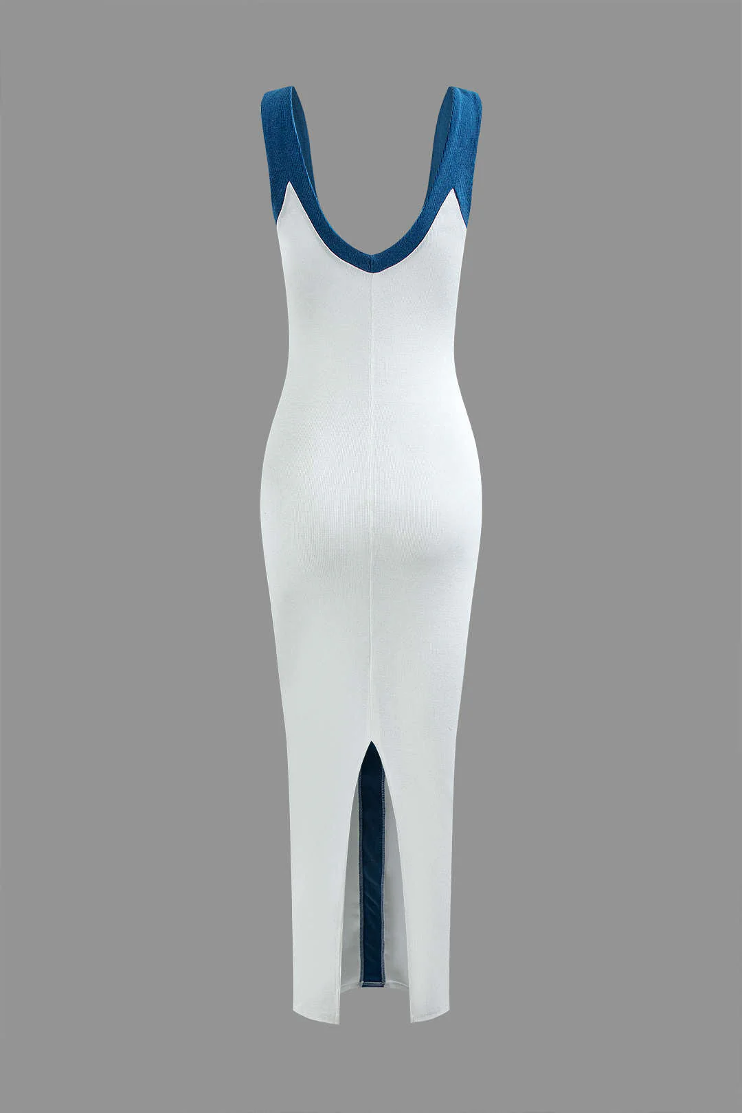 Colorblock V-Neck Ribbed Cocktail Maxi Dress - Image 3