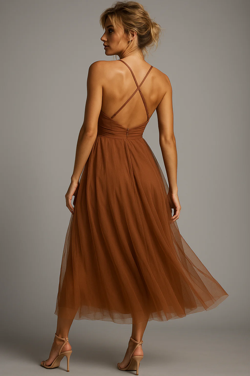 Corset Chiffon Midi Gown - Image 6