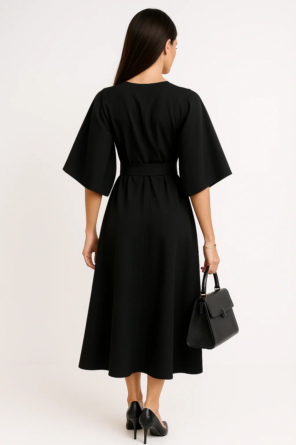 Crew Neck Midi Work Dress - Image 2